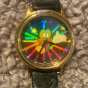Disney Lorus Quartz Mickey Mouse Halographic watch with stars & multiple colors